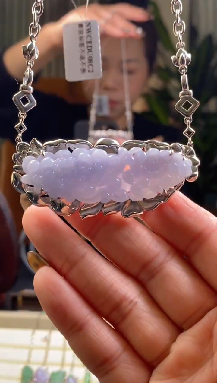 颈饰银S925镶嵌翡翠19611