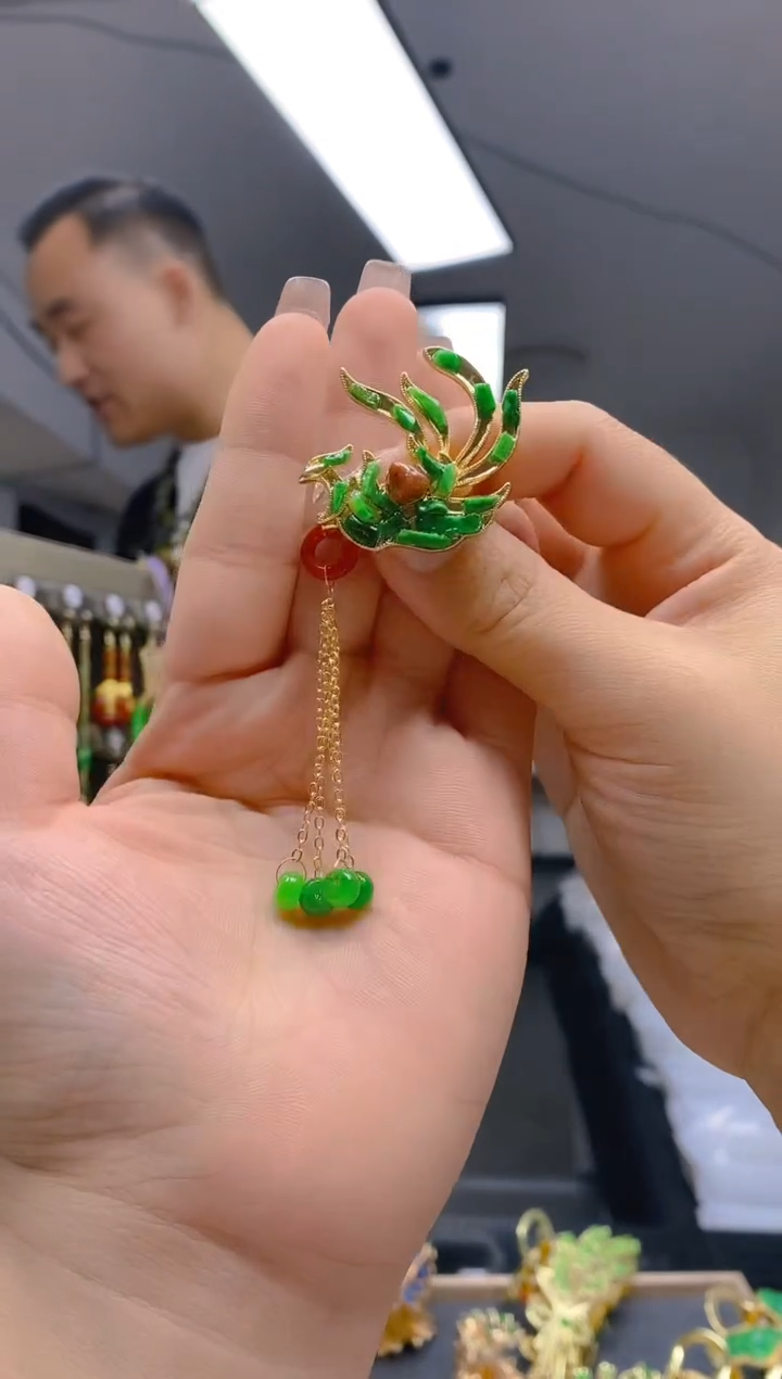 【闪购商品】翡翠耳饰合金393翡翠胸针