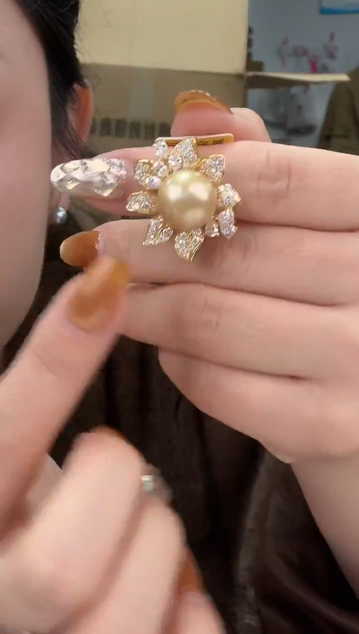 未镶嵌颈饰海水珍珠13-14mm海水南洋金珠珍珠吊坠