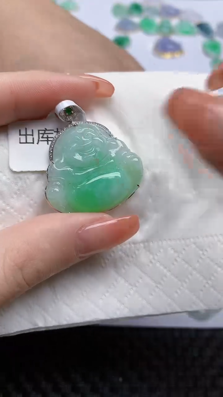 【闪购商品】翡翠颈饰18K金镶嵌天然翡翠A货