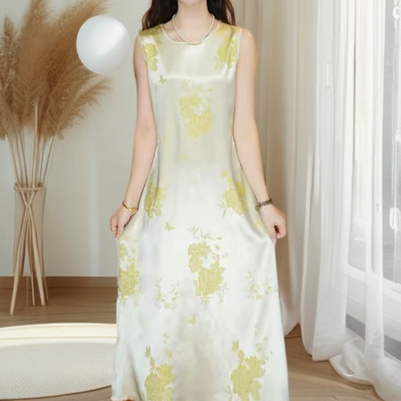 710【黄锦】高端订制连衣裙 休闲女士夏季复古宽松