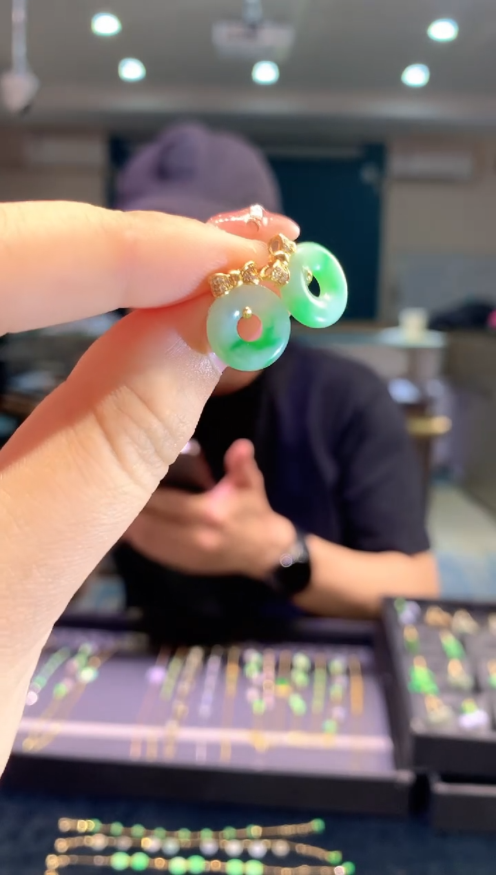 【闪购商品】翡翠耳饰18K金镶嵌a161 时尚 zjh