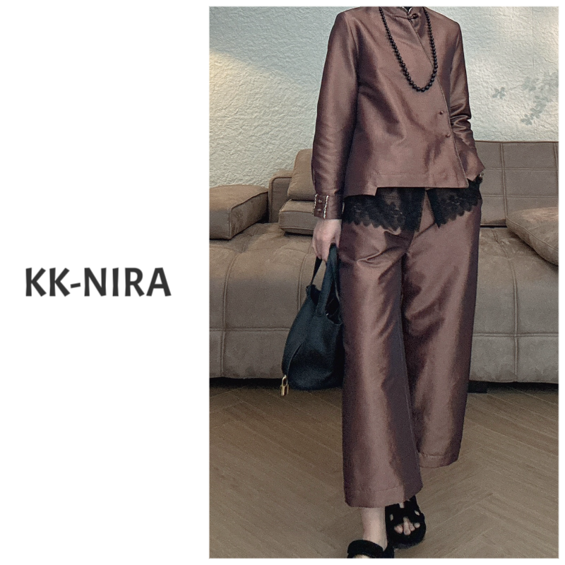 KK-NIRA 经典夹棉裤 松紧腰直筒时尚休闲裤
