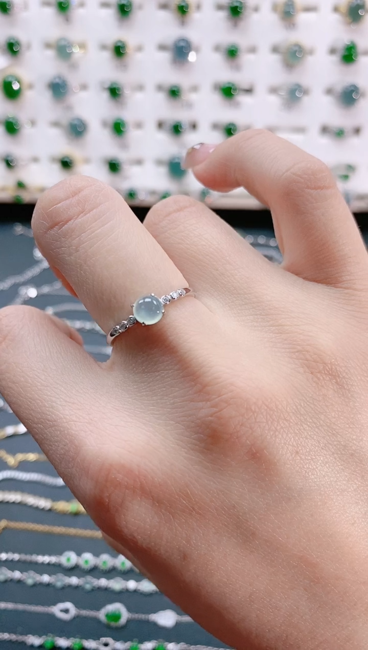 【闪购商品】翡翠戒指银S925镶嵌天然翡翠