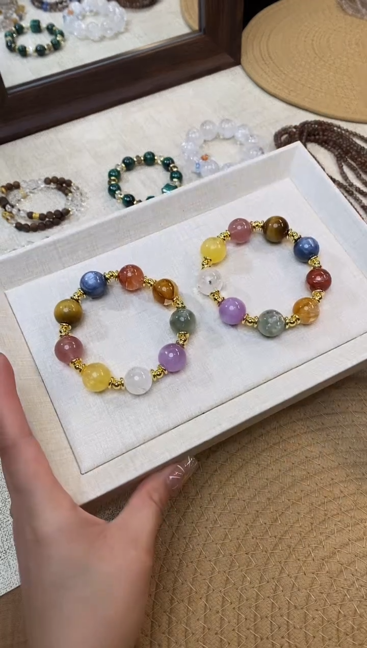 合金手链水晶《万象阁》锦鲤胶花蓝晶紫锂辉设计15-16mm多样性发一