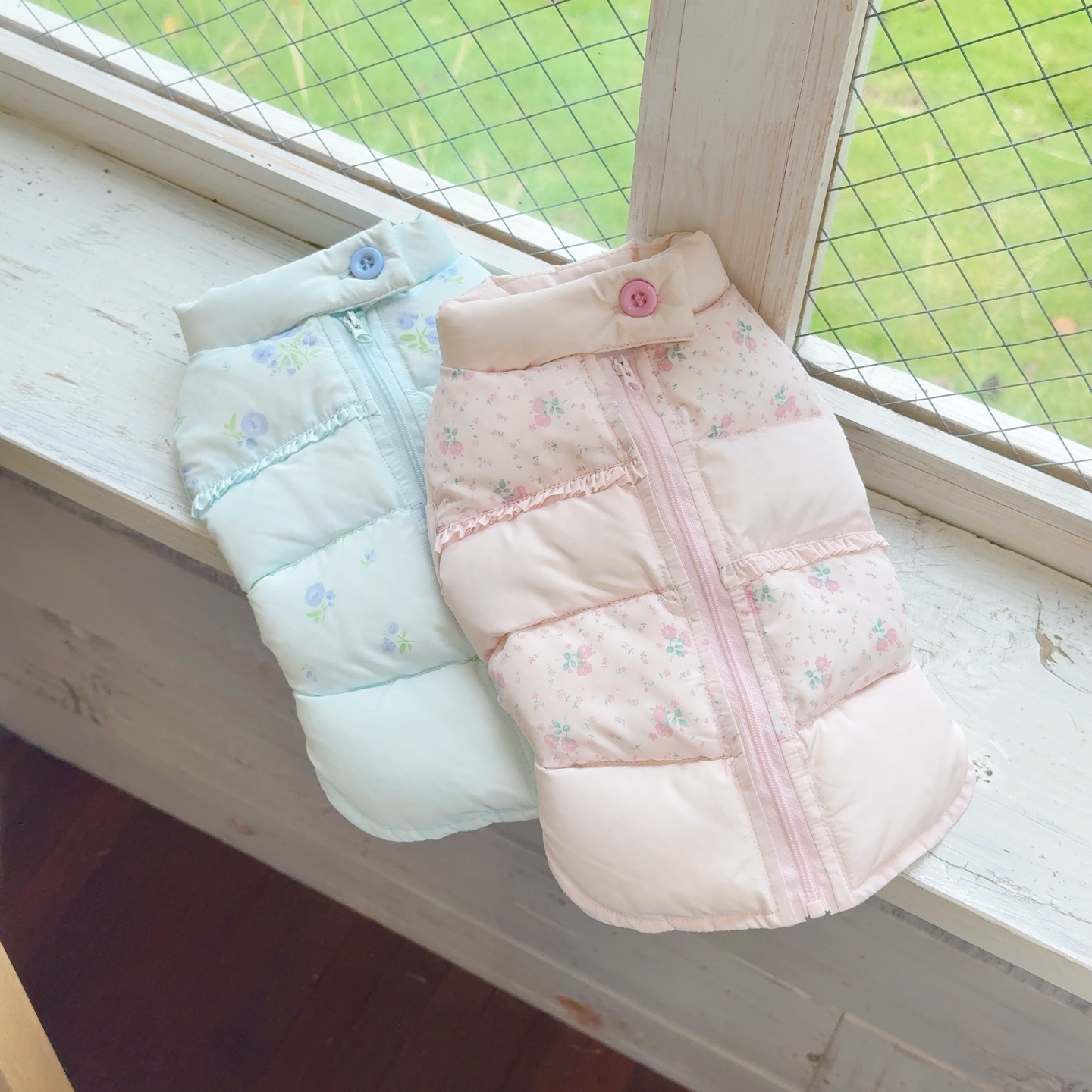 FORWEEKEND宠物狗狗羽绒服90鸭绒韩系碎花小型犬秋冬衣服比熊马尔