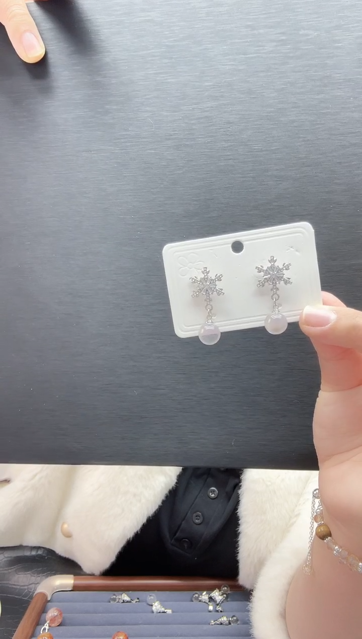 未镶嵌耳饰水晶天然白水耳钉03