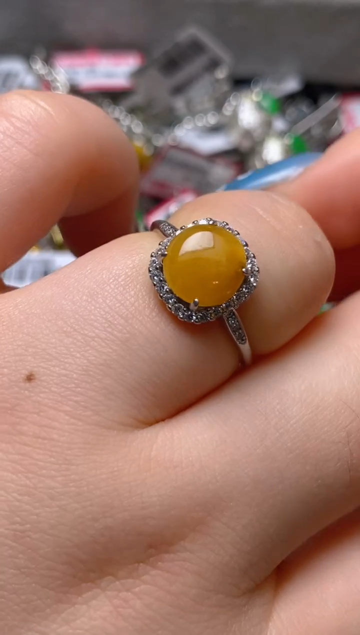 银S925镶嵌戒指翡翠百内无证书