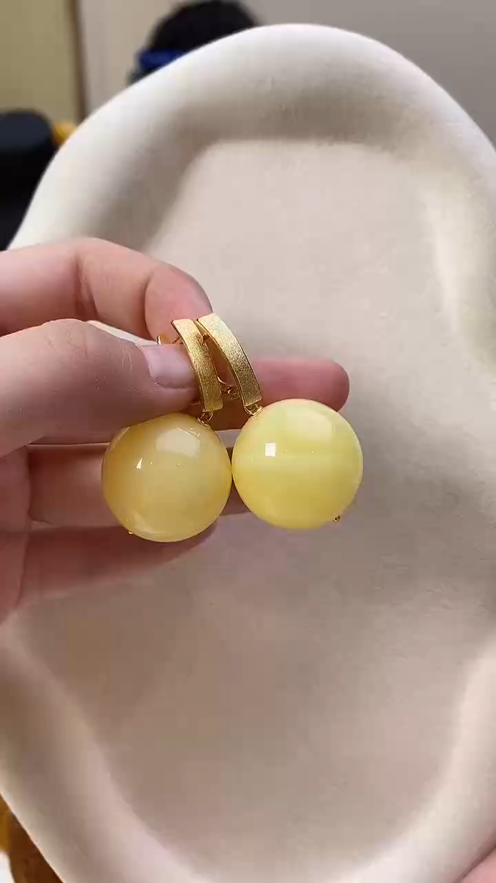 琥珀未镶嵌耳饰耳环