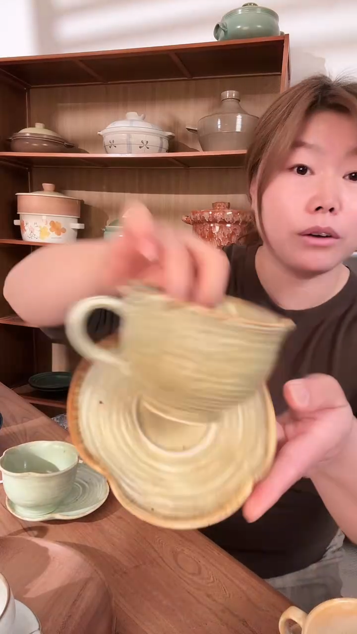 陶黑陶泥芥末色咖啡杯