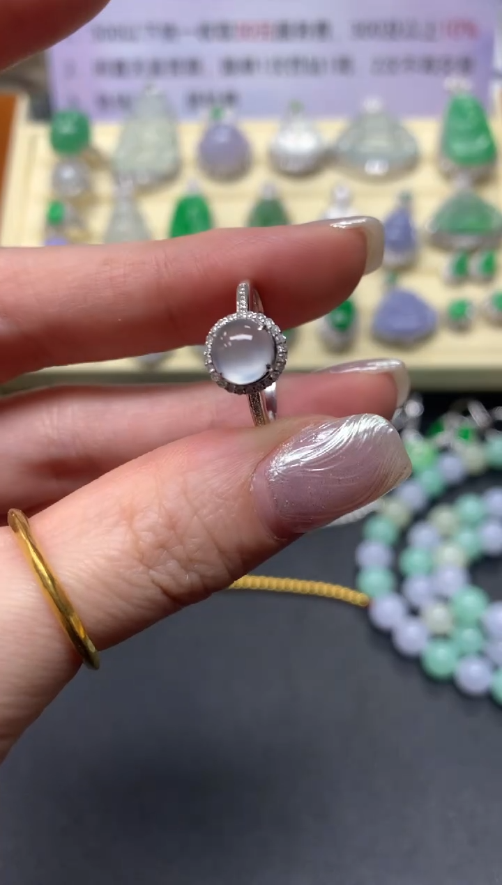 【闪购商品】翡翠戒指18K金镶嵌戒指|3550+355
