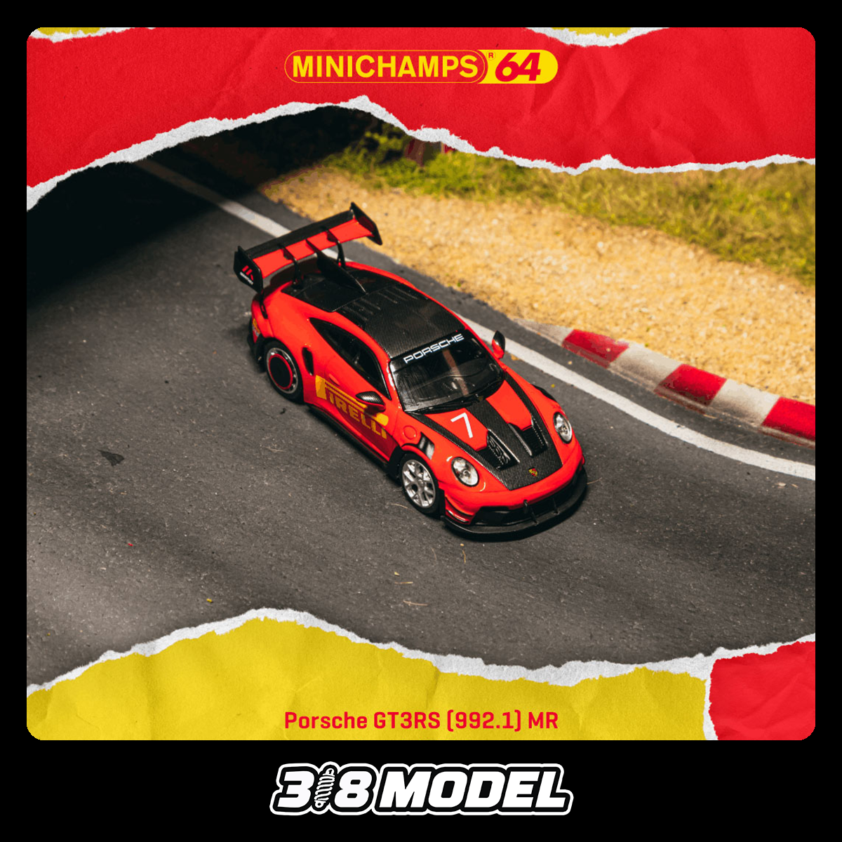 预售 TW 1:64 保时捷 Porsche GT3 RS 992.1 MR Red 红 合金车模