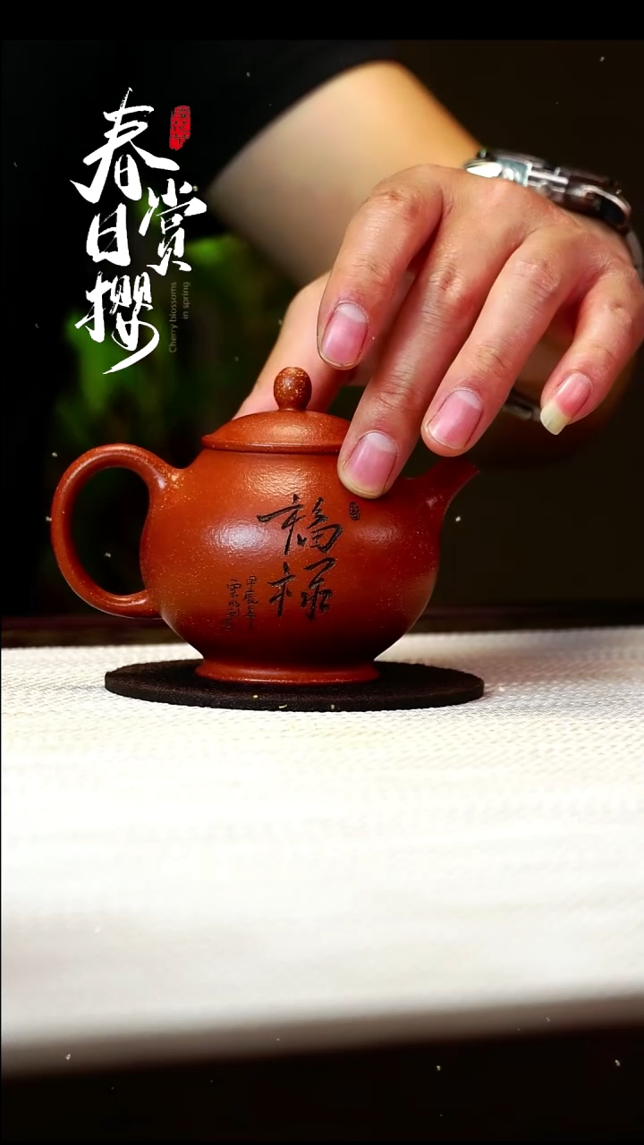 茶壶紫砂金砂降坡福禄