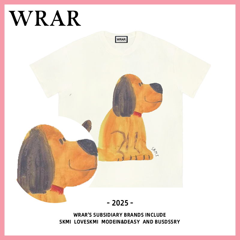 【遥望小狗】新品潮流圆领夏季透气宽松T恤情侣半袖动漫春夏印花1