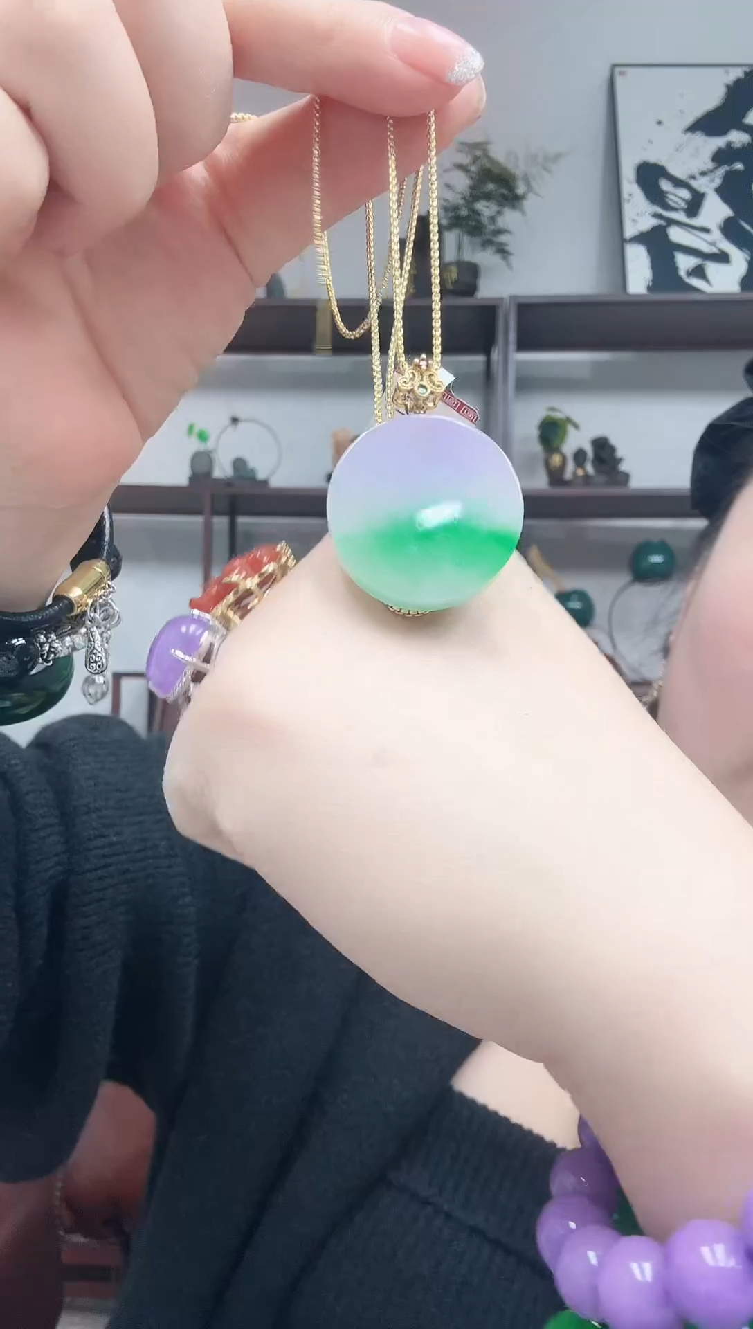 吊坠(赠链)未镶嵌翡翠春彩圆梦之牌