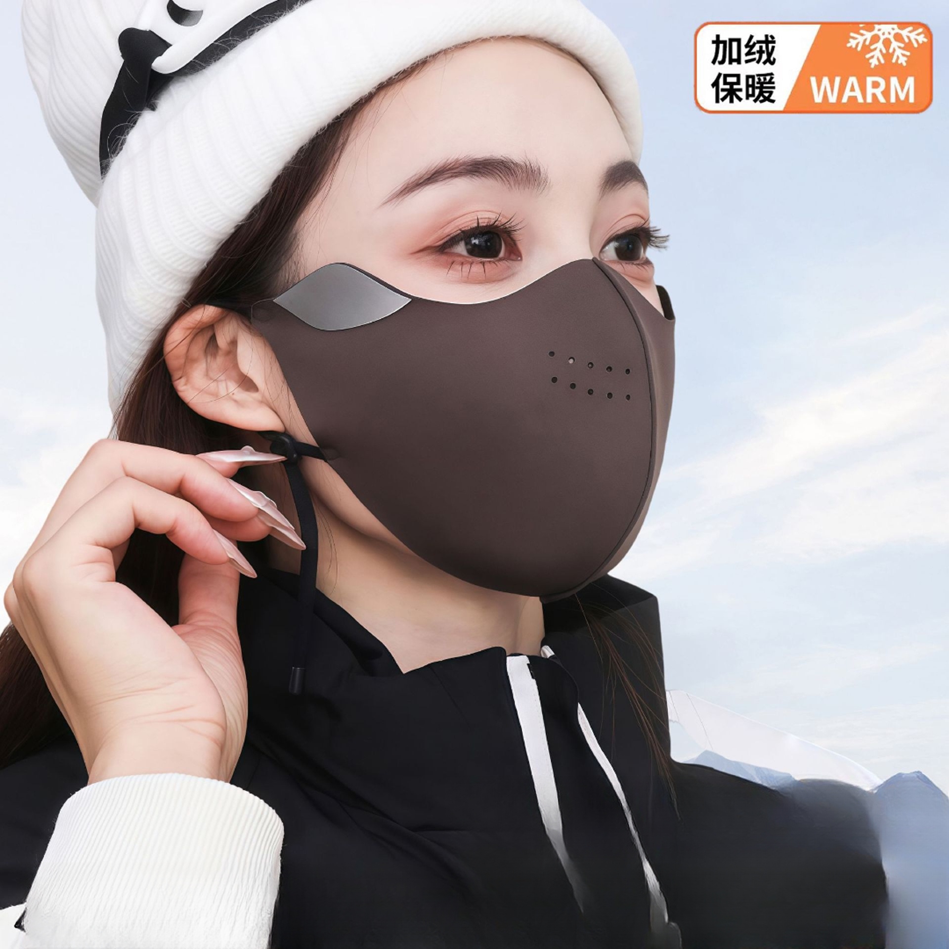 骑行夜骑反光保暖口罩冬季防风御寒 澳绒加厚立体防晒面罩