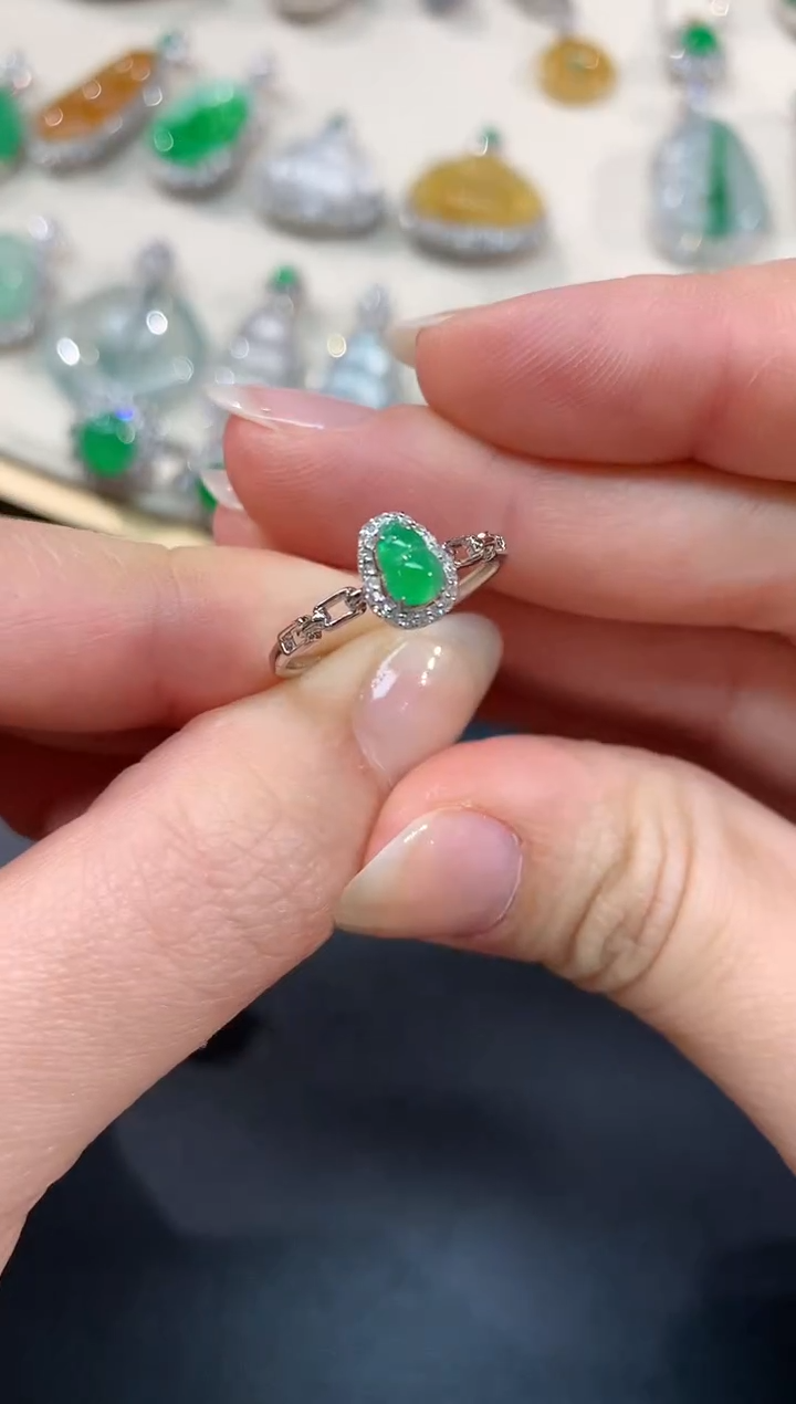 【闪购商品】翡翠戒指18K金镶嵌戒指A342|2800