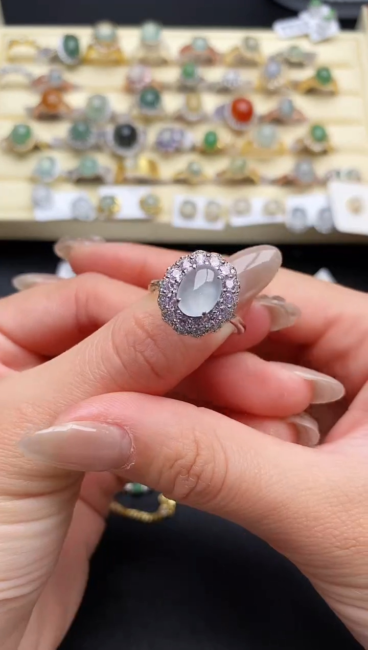 【闪购商品】翡翠戒指银S925镶嵌77777777+9