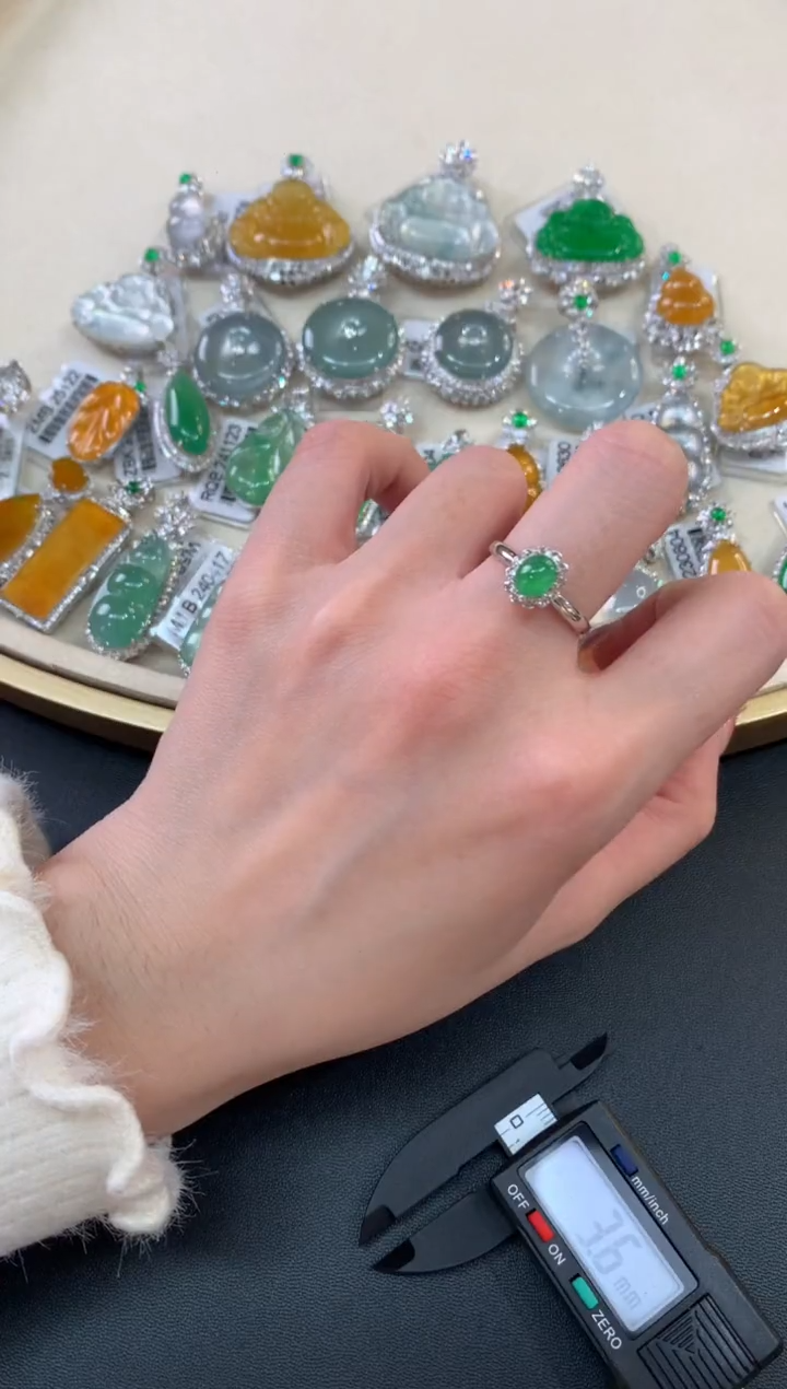 【闪购商品】翡翠戒指18K金镶嵌A769|5800