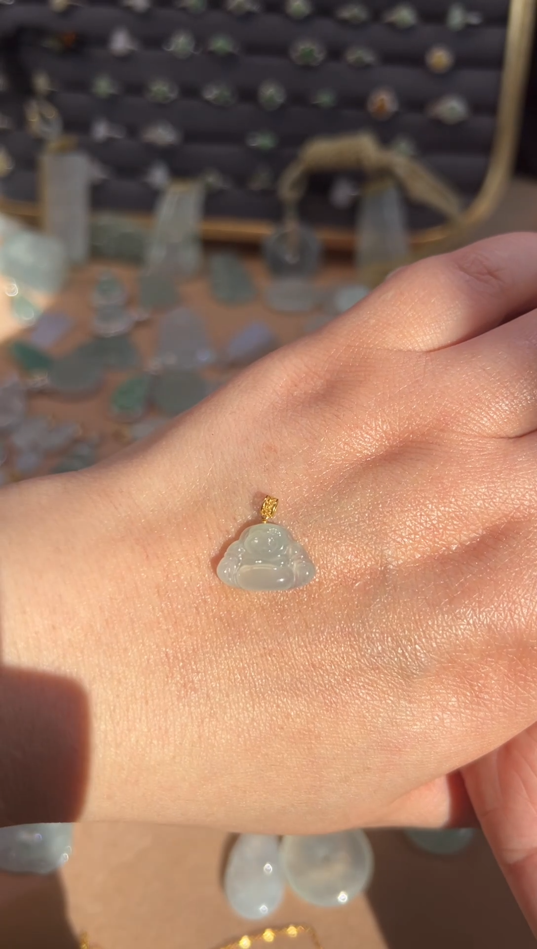 【闪购商品】翡翠颈饰18K金镶嵌迷你小佛公