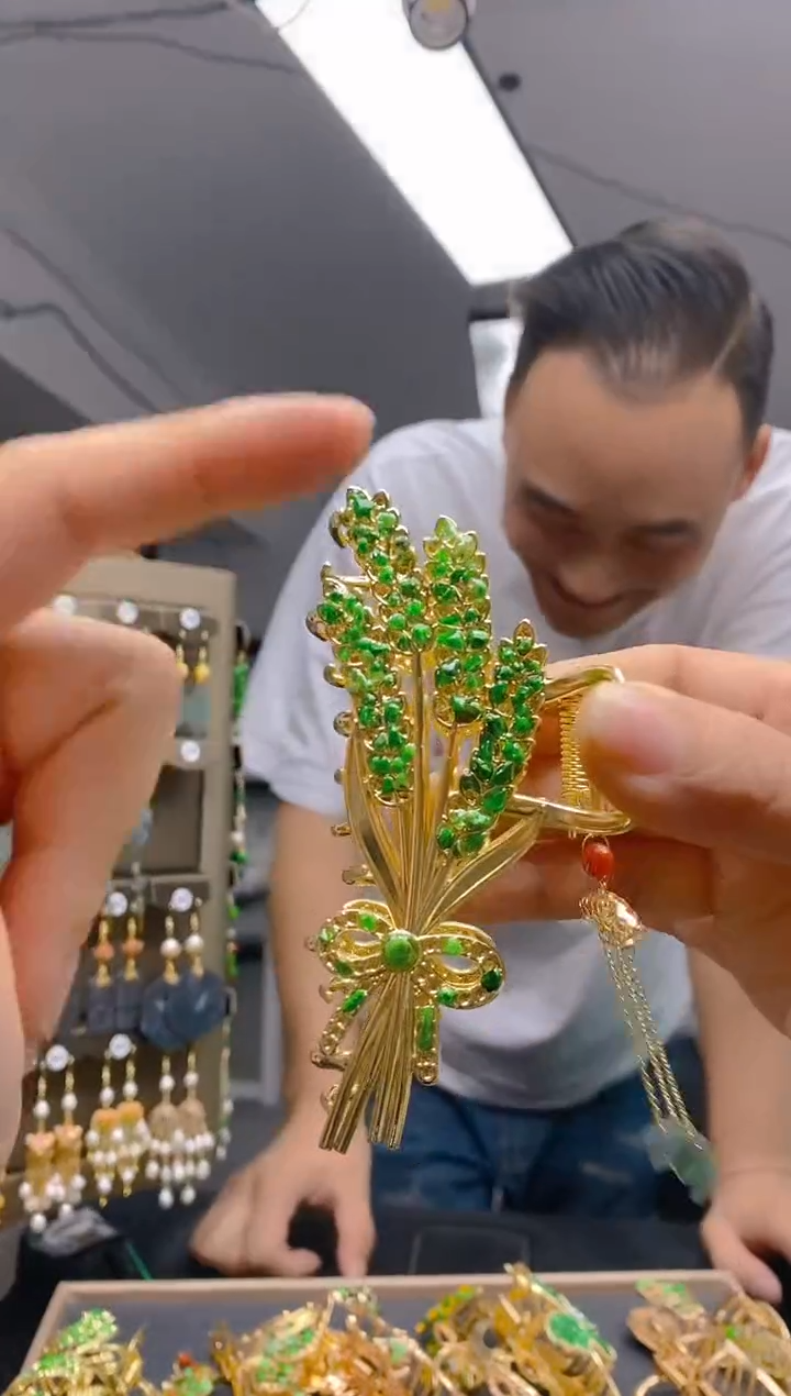 【闪购商品】翡翠耳饰合金0380翡翠发簪