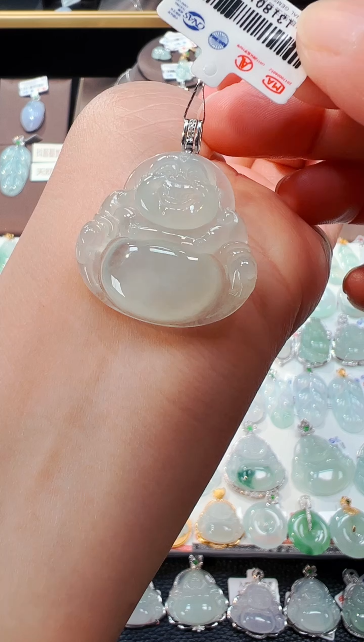 【闪购商品】翡翠吊坠(不含链)18K金镶嵌佛公吊坠1105