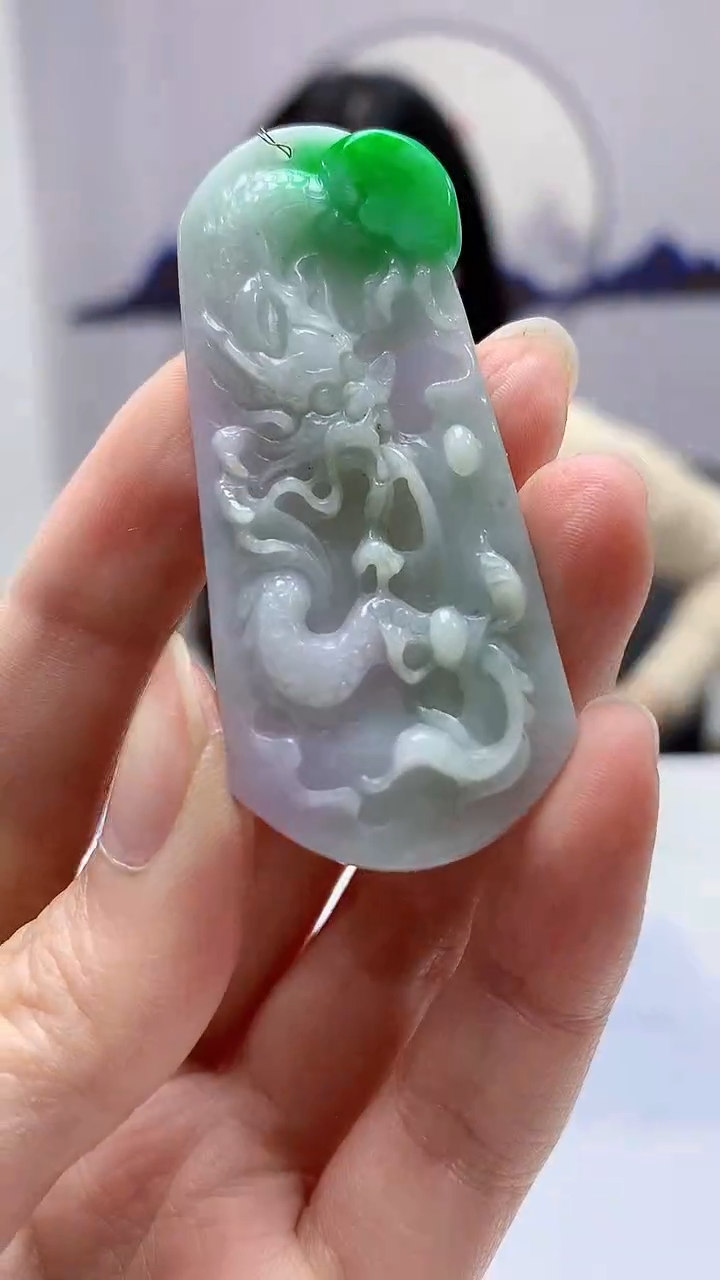 【闪购商品】定制翡翠未镶嵌0405zm-毛货挂件97龙牌