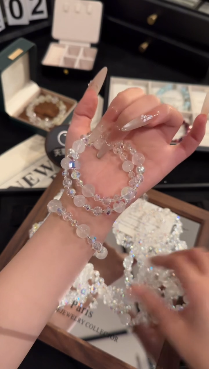 水晶手链合金奶白晶x2222