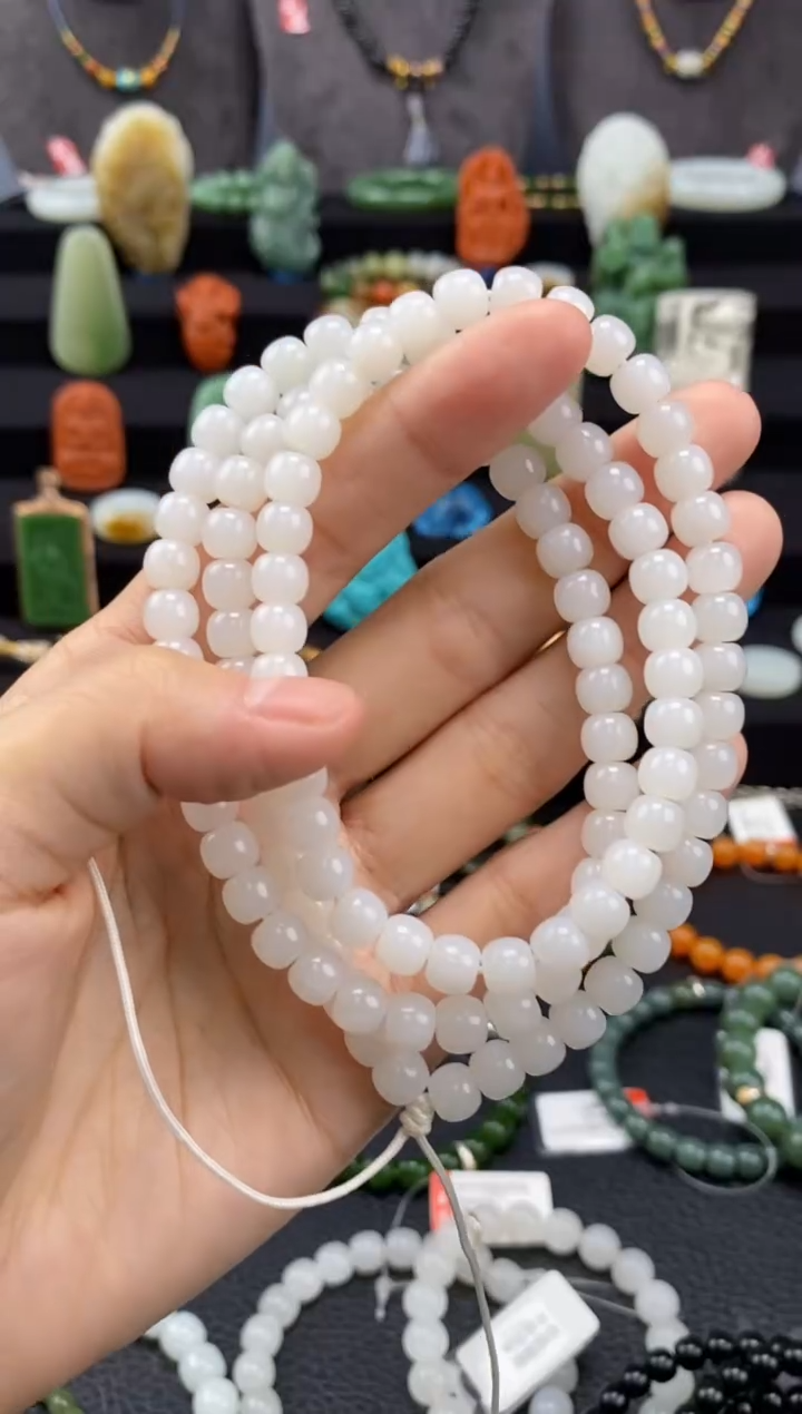 【闪购商品】和田玉-未镶嵌7mm金山老型108