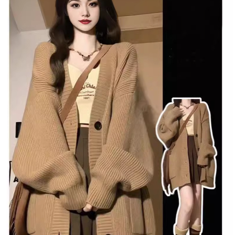 单排扣毛针织衫洋气慵懒显瘦开衫