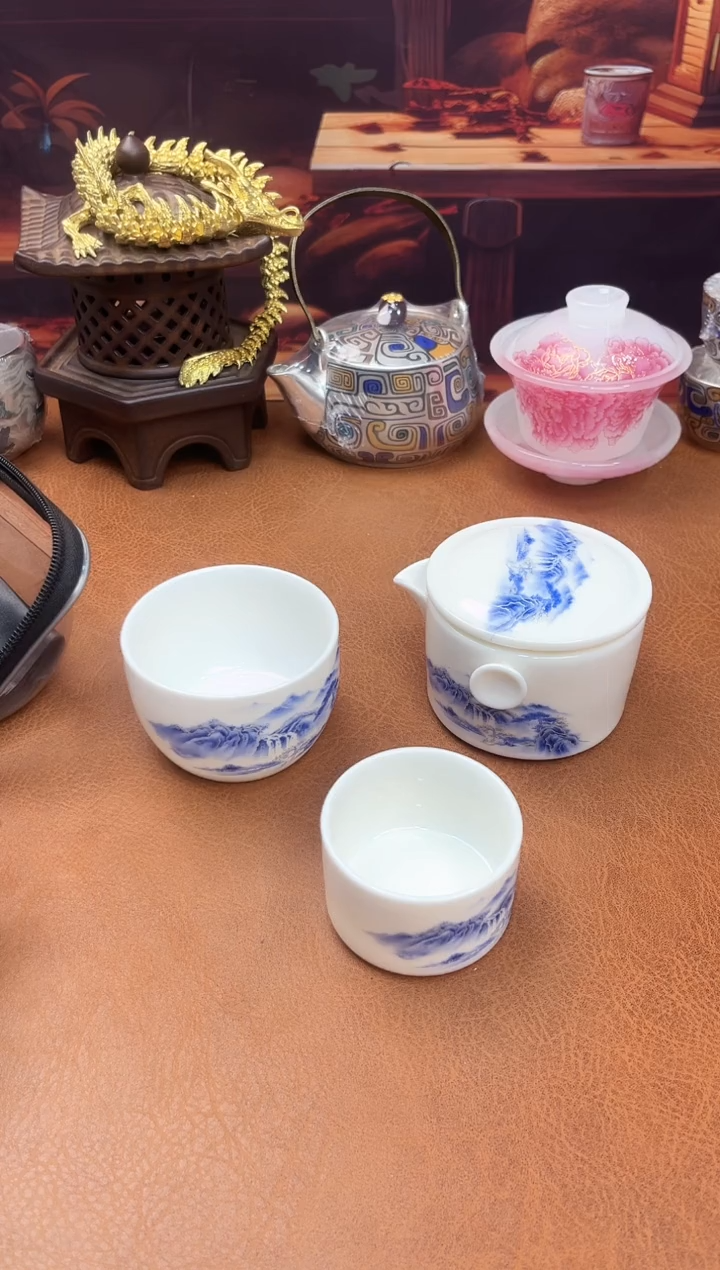 陶瓷茶具摆件旅行套组