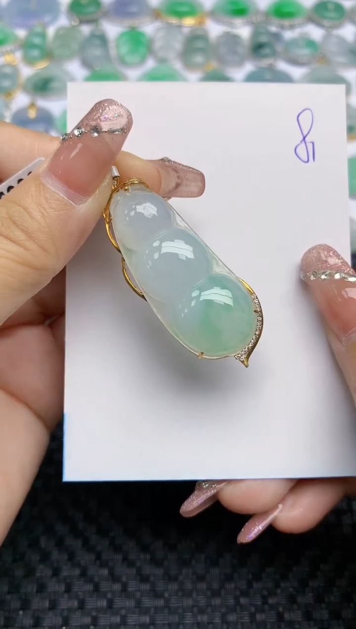 【闪购商品】翡翠颈饰18K金镶嵌天然A货翡翠 81