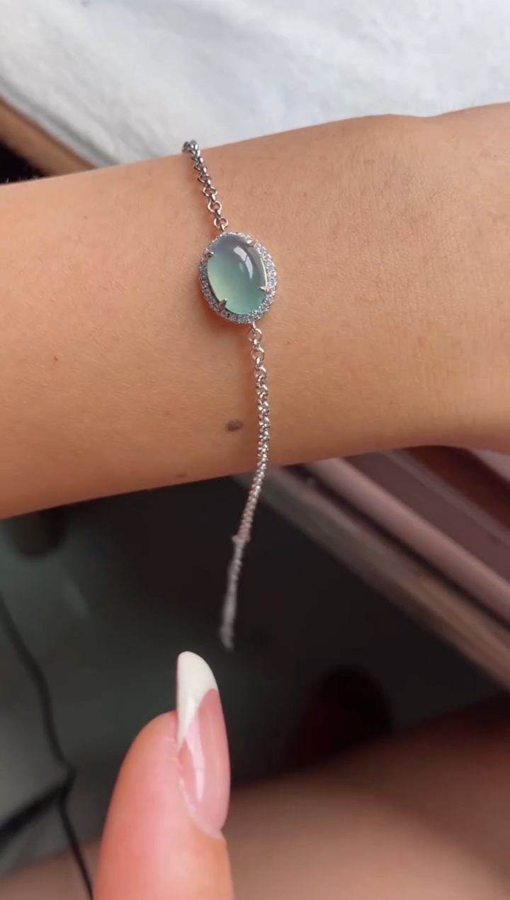 银S925镶嵌戒指翡翠天然A货翡翠