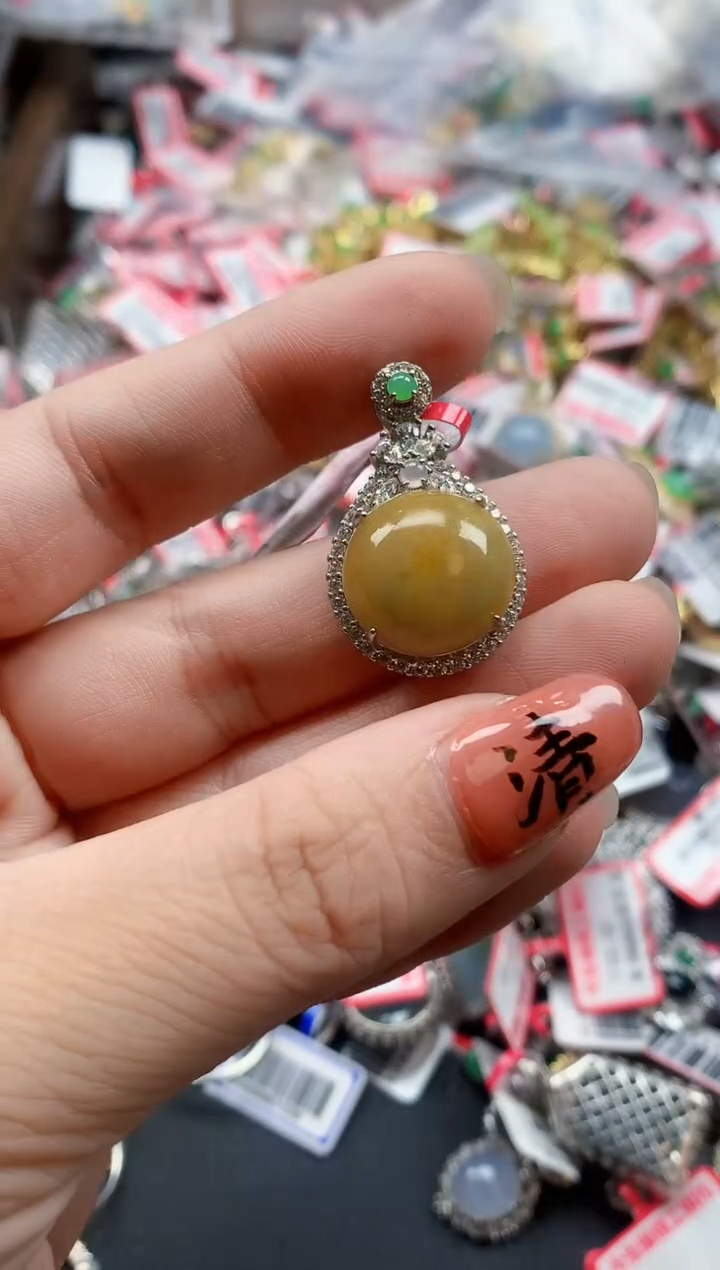 银S925镶嵌戒指翡翠天然A货缅甸翡翠