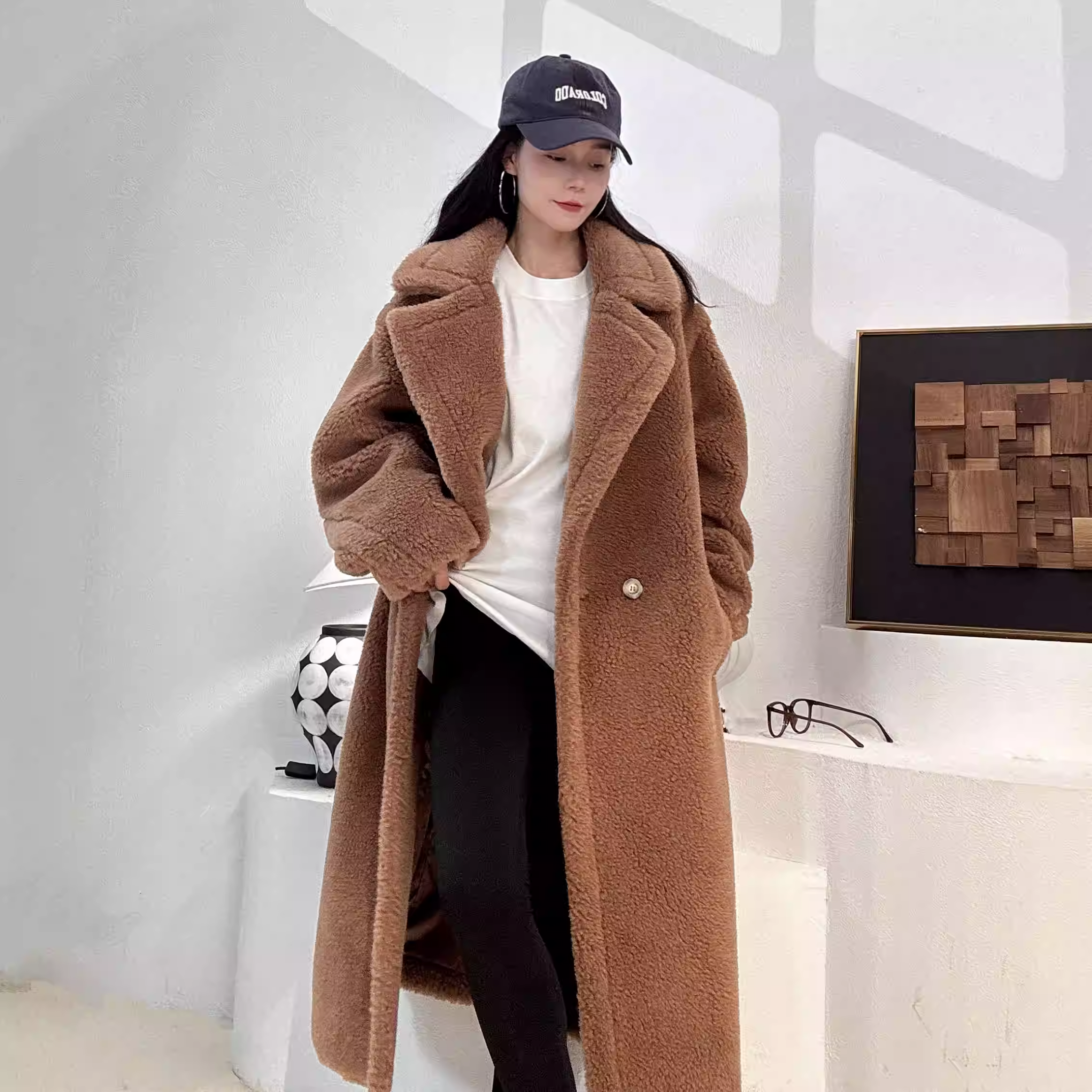 海宁雷哥皮草冬季新款升级泰迪全羊毛大衣进口羊驼羊毛M外套2208