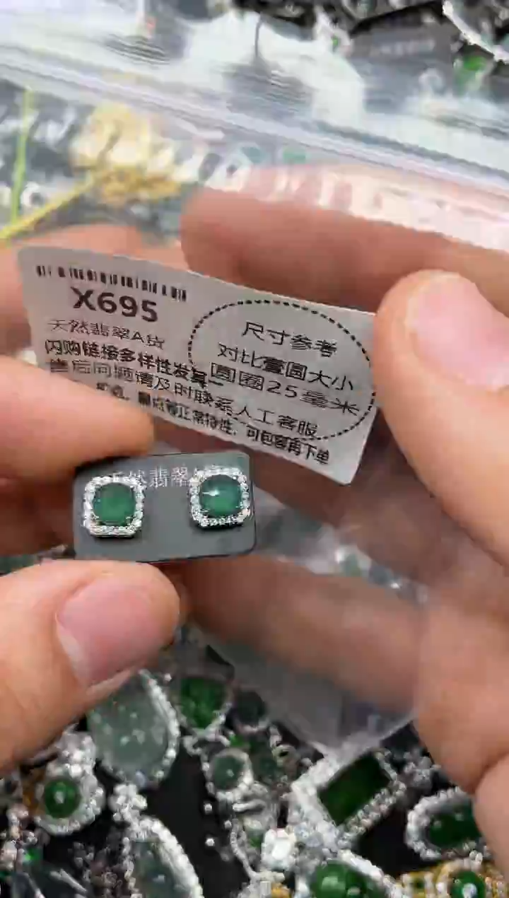 颈饰未镶嵌翡翠X695耳钉