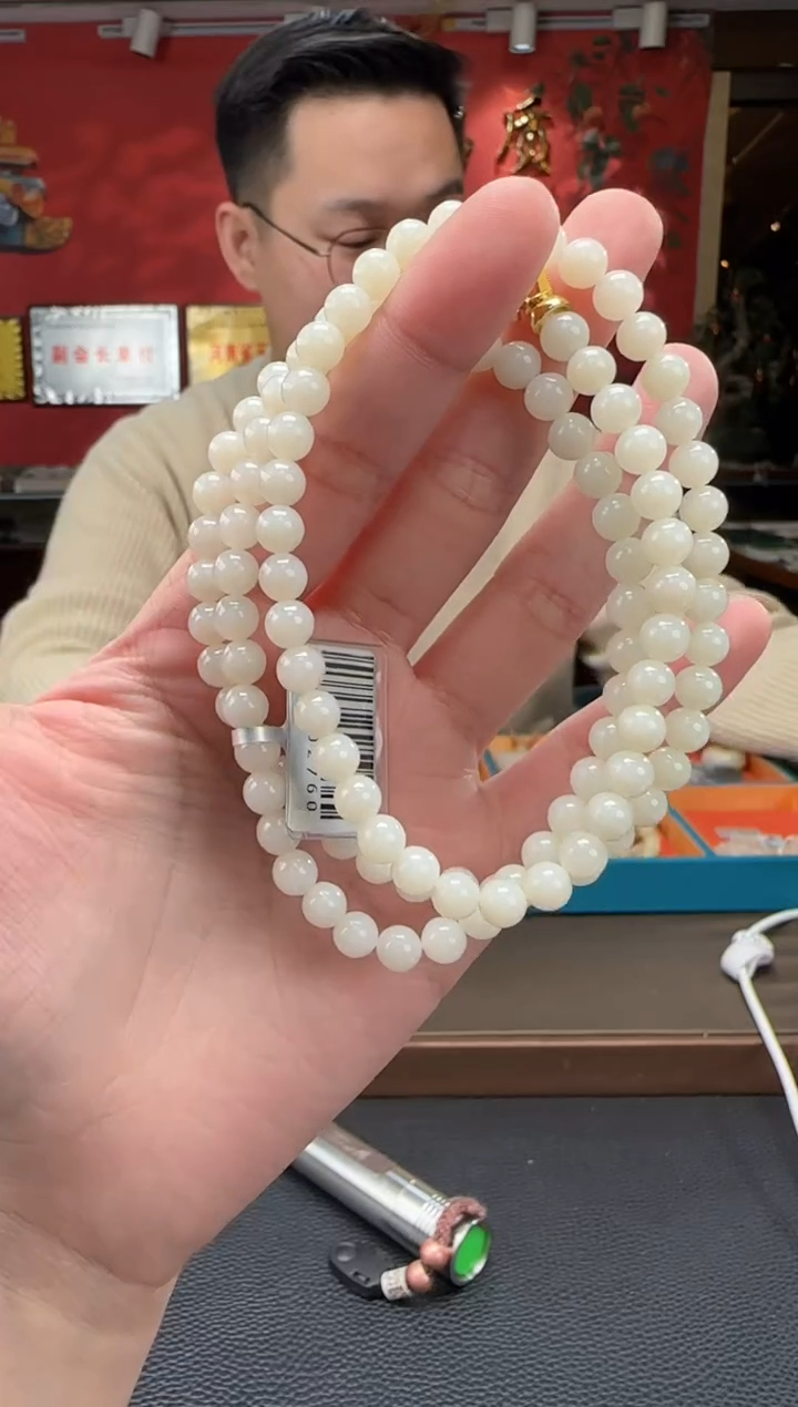 【闪购商品】和田玉颈饰未镶嵌白玉m108颗多圈卡6