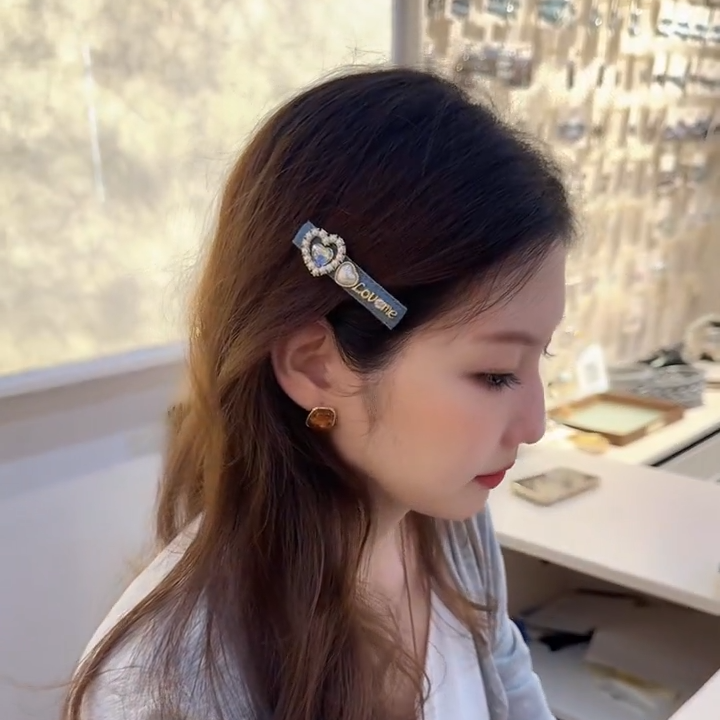 牛仔爱心棒棒糖边夹