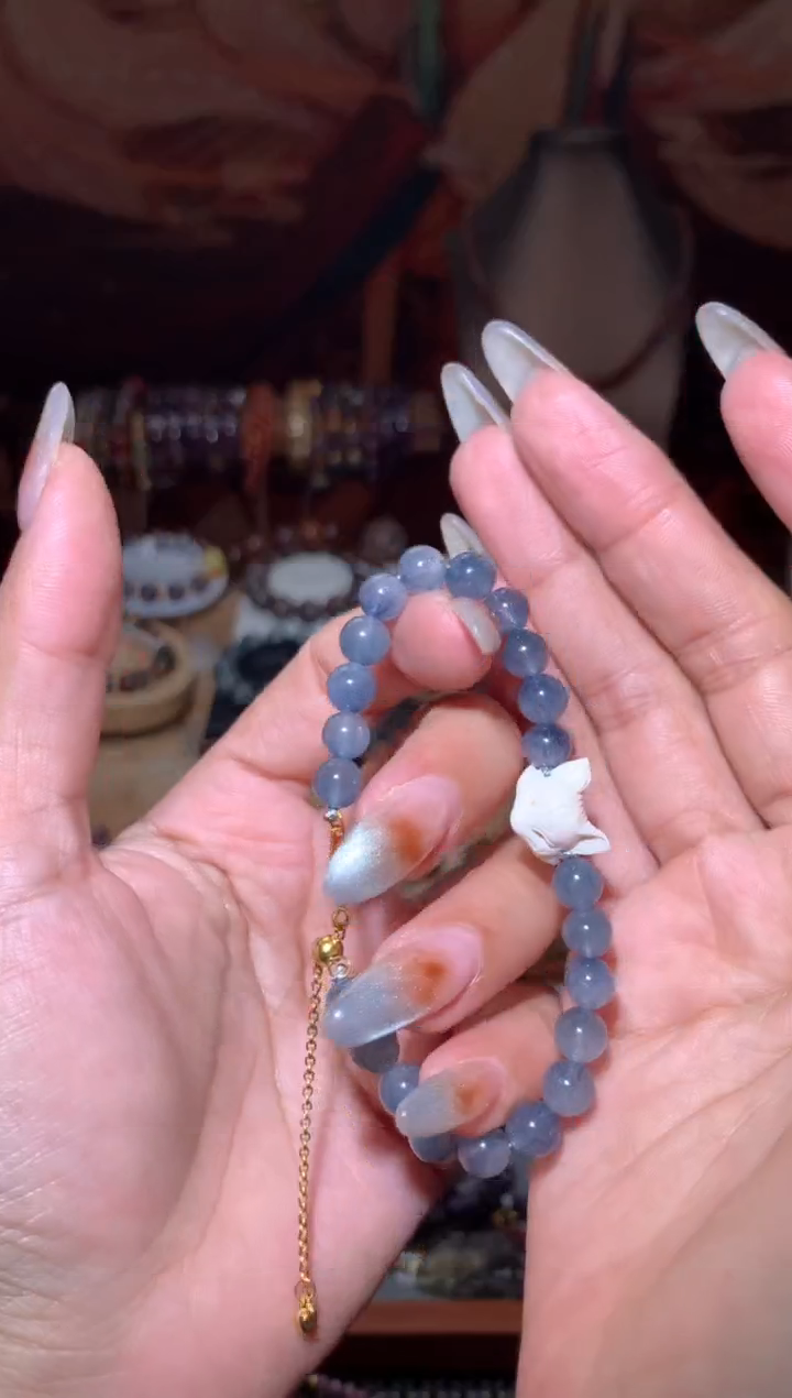 未镶嵌珠宝半成品水晶蓝兔毛DIY手链