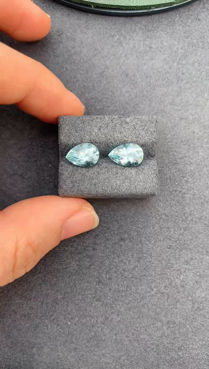 【闪购商品】海蓝宝石裸石未镶嵌3.6ct海蓝宝配对