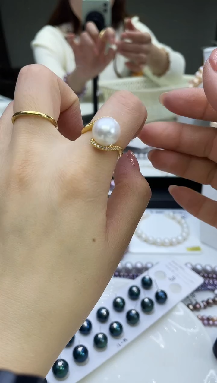 未镶嵌戒指淡水珍珠白色系戒指