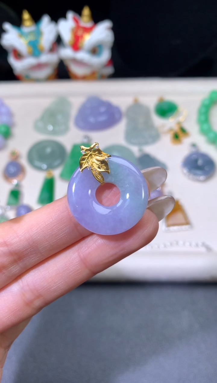 吊坠(不含链)18K金镶嵌翡翠翡翠