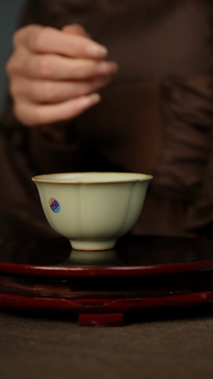 全品 粉青 花朵杯 