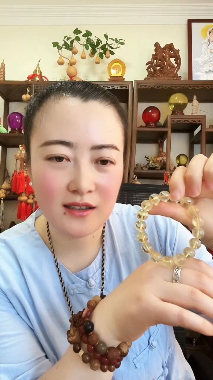 泥塑阡*黄色大珠单圈手链 阡陌