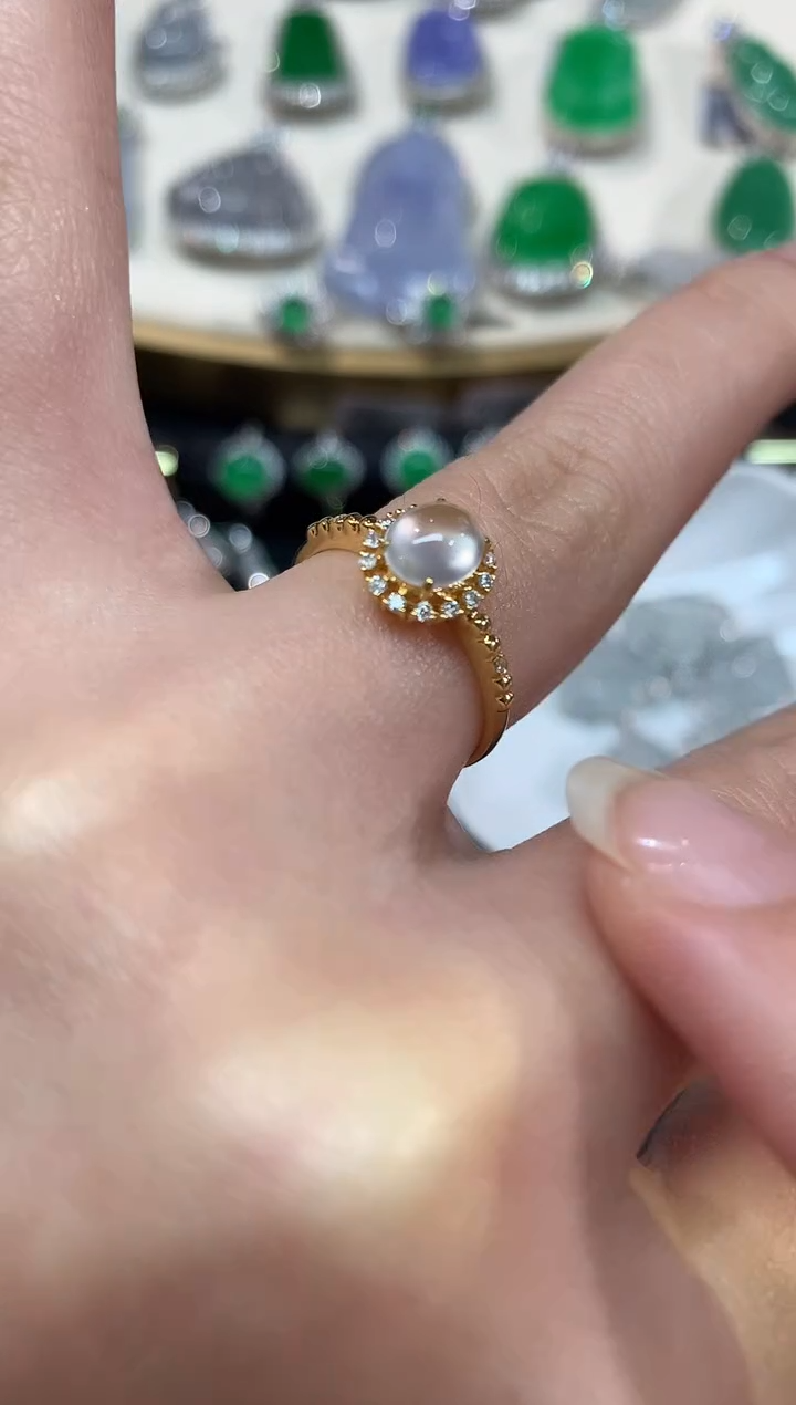 【闪购商品】翡翠戒指18K金镶嵌W51|3500