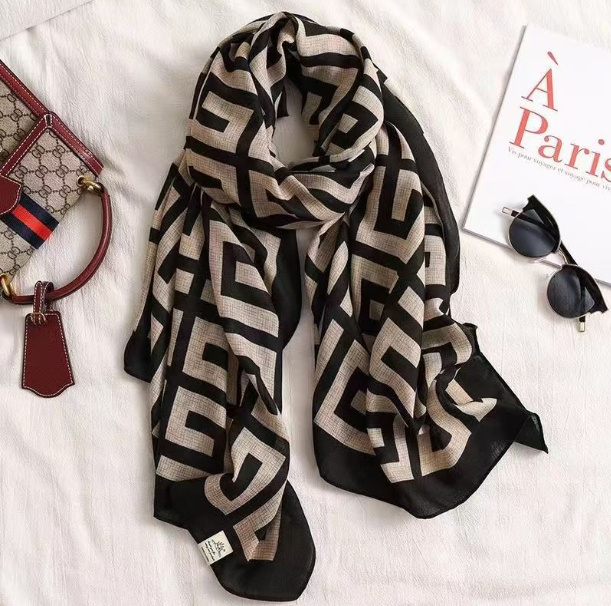 P63【时尚回形格】180*60左右女士高端丝巾披肩