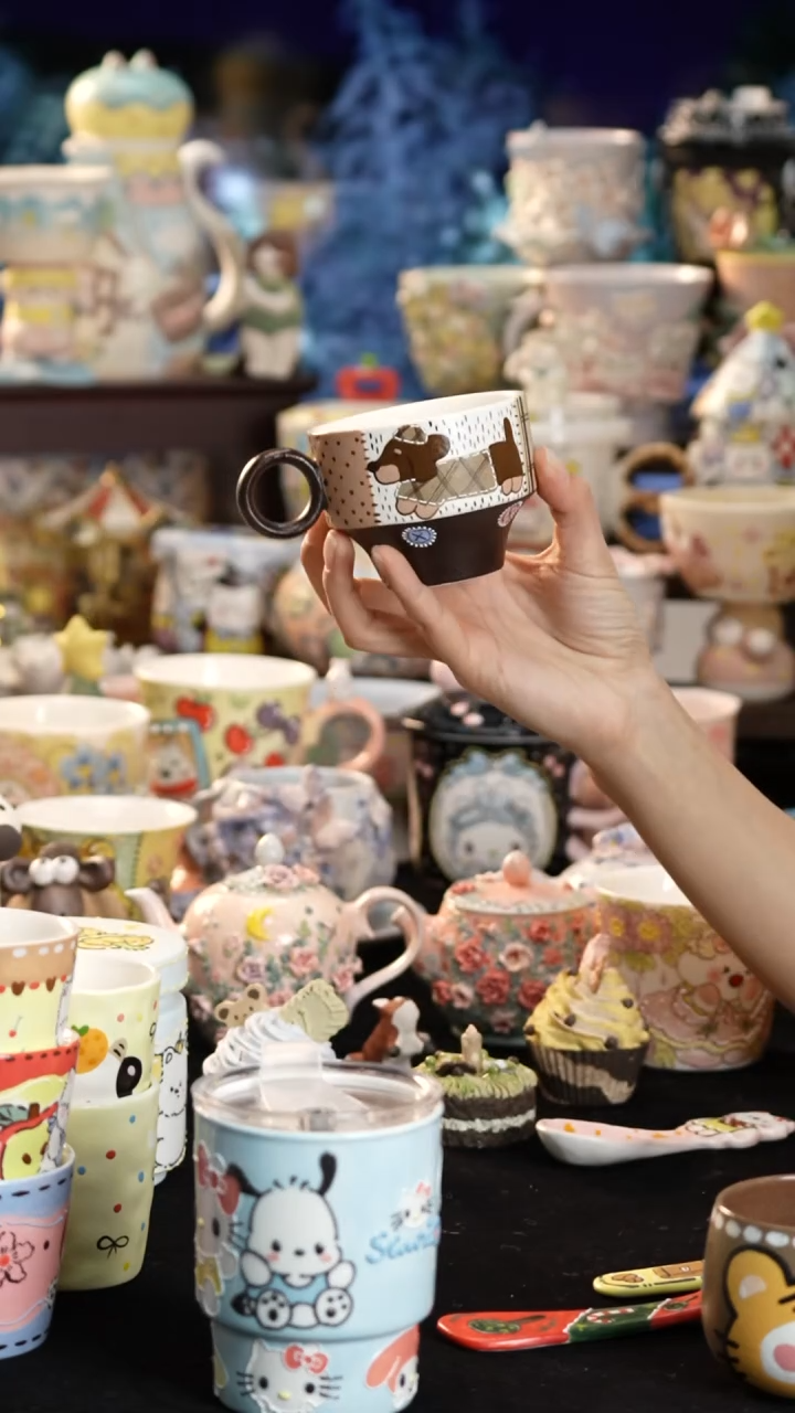 摆件陶景德镇釉下彩手绘设计师款陶瓷