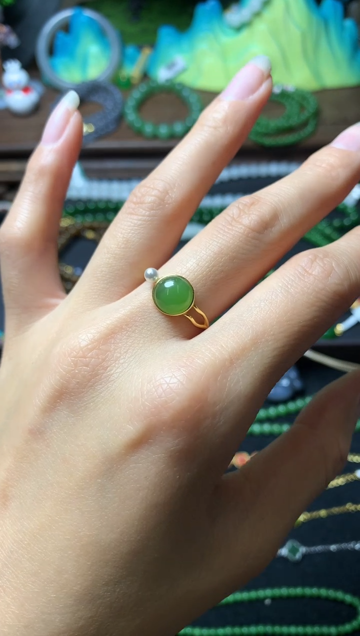 【闪购商品】和田玉戒指银S925镶嵌戒指