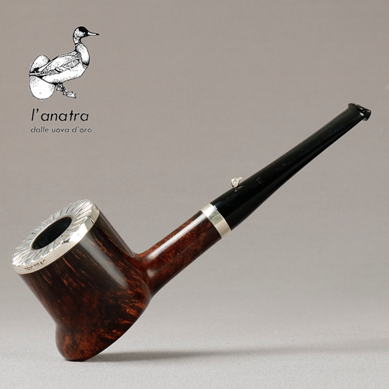 意大利L'anatra 鸭子  深色光面十五子旗 银圈 手工石楠木烟斗