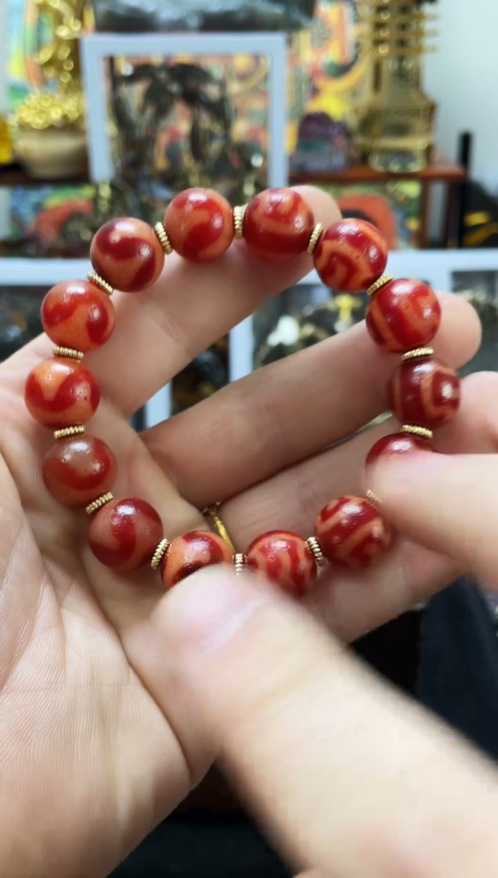 未镶嵌红肉牙牙大鹏手串玛瑙/玉髓颜色图案多样性随机发一条